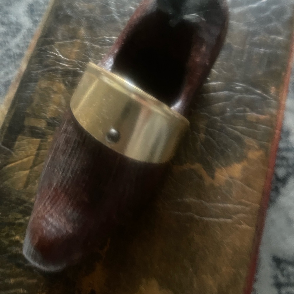 Men's Brown Leather Slip-On with Gold Accent Ashtray